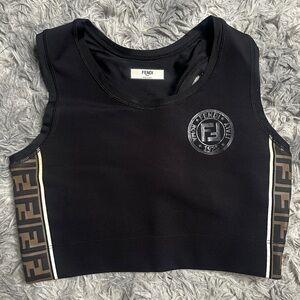 Fendi Black and Brown Top & Pants with Logo Detail